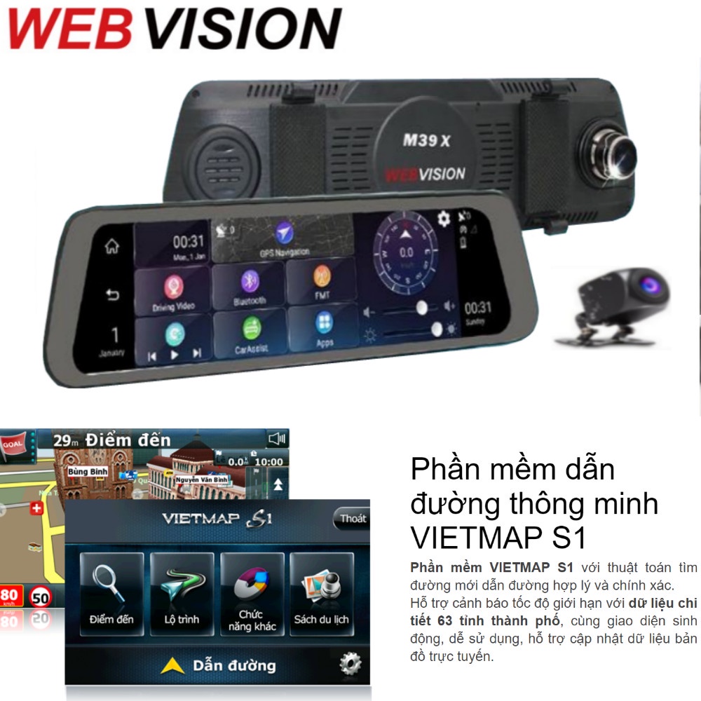 Camera Hành Trình Webvision M39X - Bản Quyền Vietmap S1 - Bản Quyền Navitel - Wifi 4G - Giám Sát Từ Xa - ADAS | WebRaoVat - webraovat.net.vn