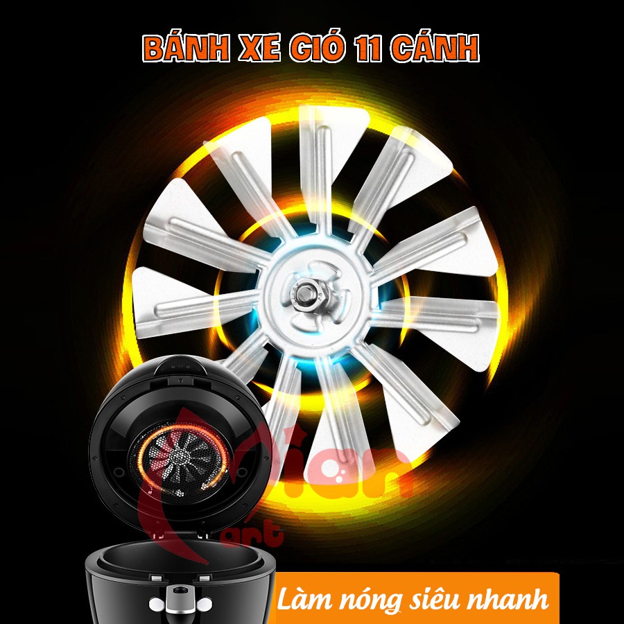 [8L-NƯỚNG 360 ĐỘ TỰ ĐẢO] NỒI CHIÊN KHÔNG DẦU NINE SHIELD ĐIỆN TỬ 8 LÍT TỰ ĐẢO BẢO HÀNH 12 THÁNG- MIAN MART