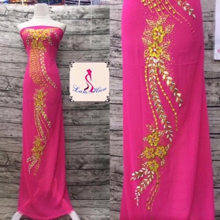 Vải áo dài kết cườm