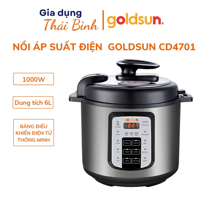 Nồi áp suất đa năng Goldsun CD4701, Nồi áp suất điện tử đa năng 6 lít chính hãng, bảo hành 12 tháng