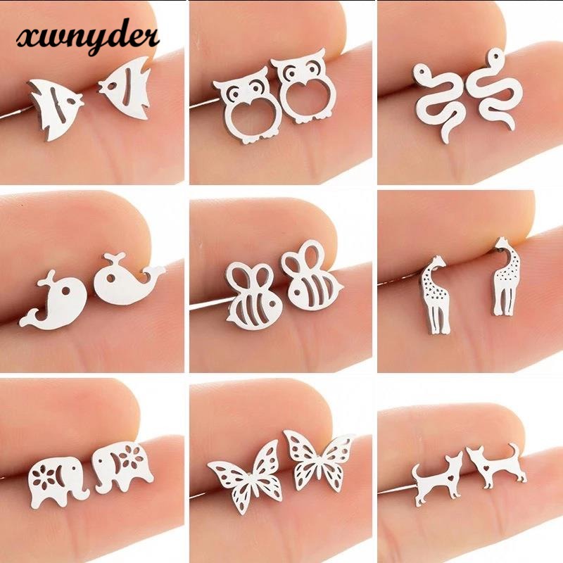 Khuyên Tai Hình Động Vật Dễ Thương Bằng Thép Không Gỉ Cho Nữ