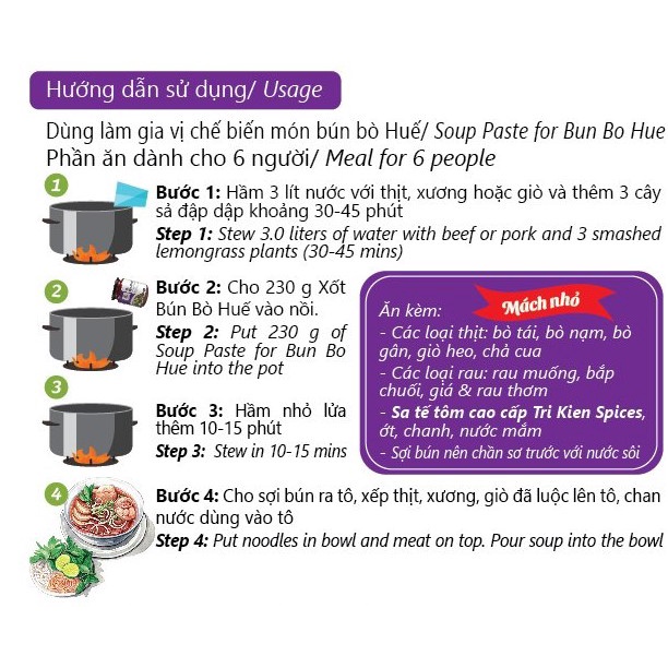 Gia Vị Hoàn Chỉnh Xốt Bún Bò Huế Túi 1KG - nấu 40-50tô