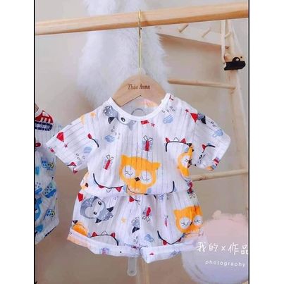 BỘ COTTON GIẤY BA LỖ CHO BÉ 3-15 KG, GIAO MẪU NGẪU NHIÊN