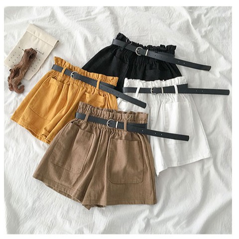 [CÓ SẴN FREESHIP ĐƠN 50K] Quần shorts kaki hai túi lưng thun kèm belt