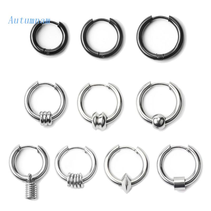 Set 10 Khuyên Tai Tròn Cá Tính Cho Nam Nữ