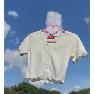 Áo ERRORIST croptop cổ tim cài nút