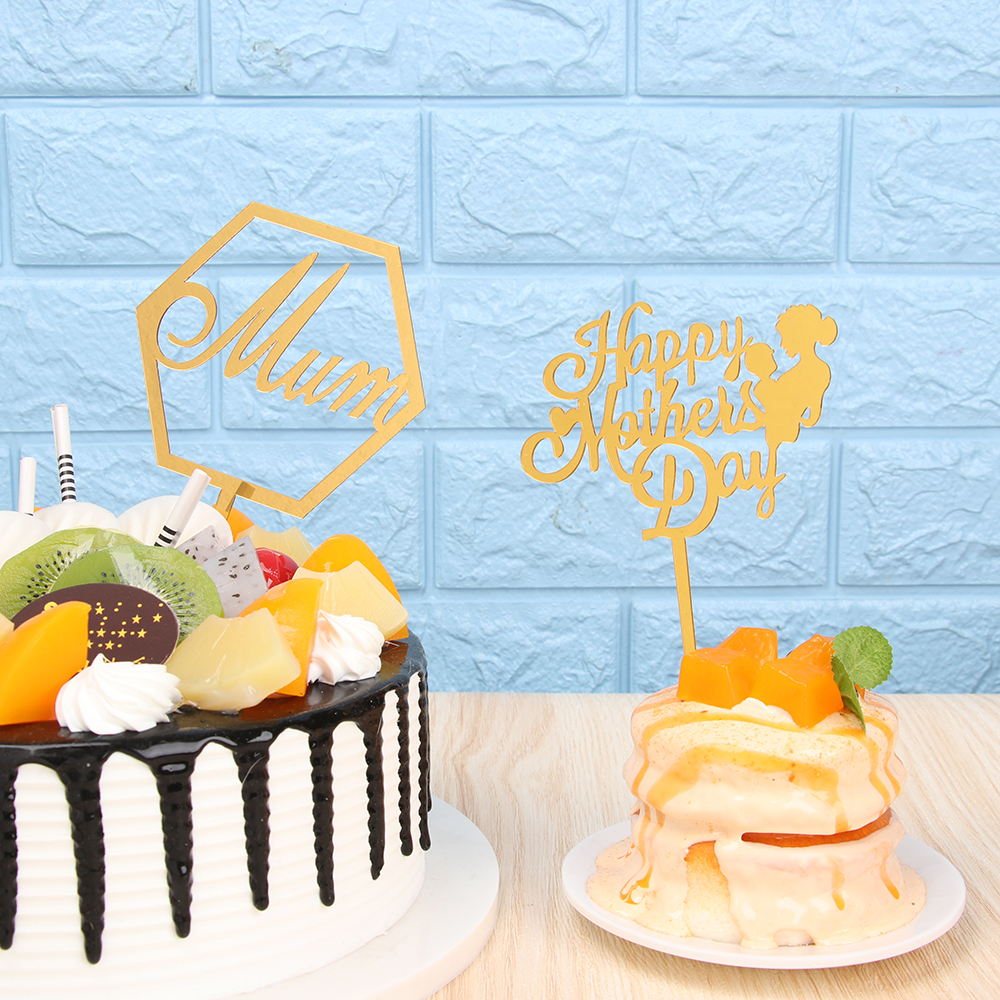 Phụ kiện topper trang trí bánh cupcake / bánh kem / món tráng miệng chất liệu acrylic DIY