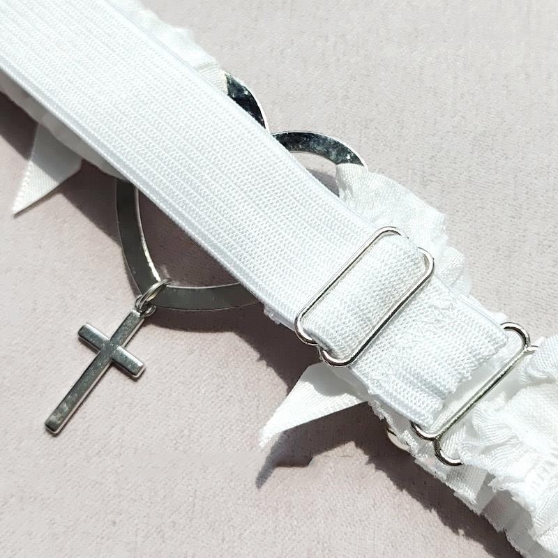 Vòng Choker Co Giãn Phối Ren Thắt Nơ Chéo / Trái Tim Rỗng Thời Trang Có Thể Điều Chỉnh Phong Cách Lolita