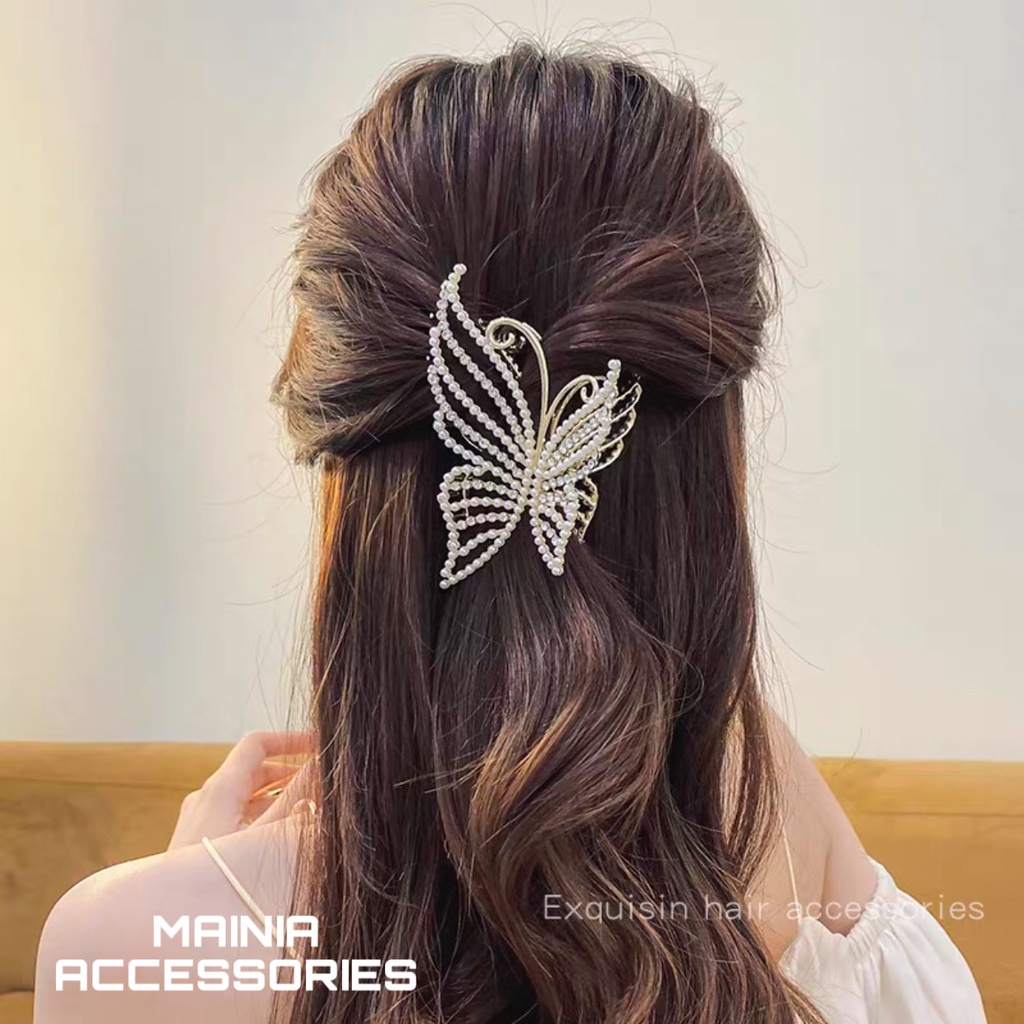 [ Đẹp Xuất Sắc] Kẹp Tóc Càng Cua Kim Loại  Butterfly Đính Đá Hàn Quốc Siêu Đẹp Siêu Sang Chảnh Cao Cấp Mainia Shop