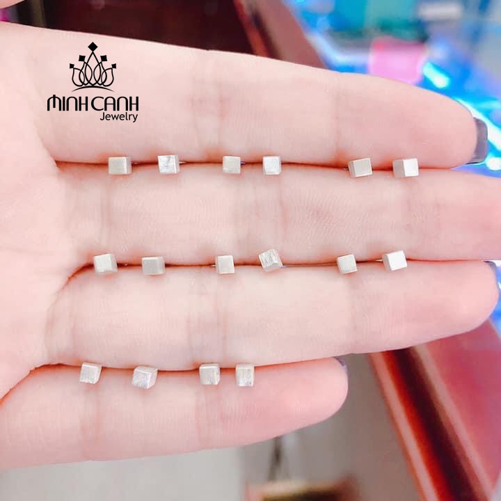 Khuyên Tai Bạc Hình Nụ Vuông Nhỏ - Minh Canh Jewelry