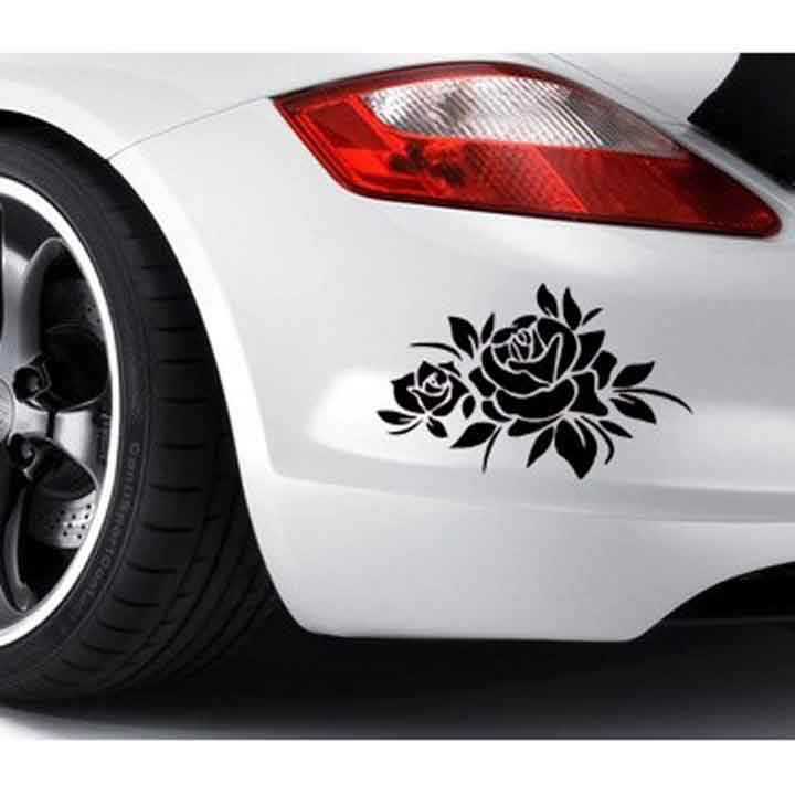 Decal Nhãn Dán Trang Trí Xe Ô Tô Hình Hoa Hồng