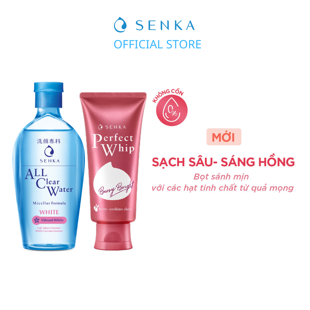 Bộ đôi làm sạch Dưỡng trắng - Sáng hồng (Tẩy trang white 230ml + Sữa rữa mặt Berry Bright 100g) | BigBuy360 - bigbuy360.vn