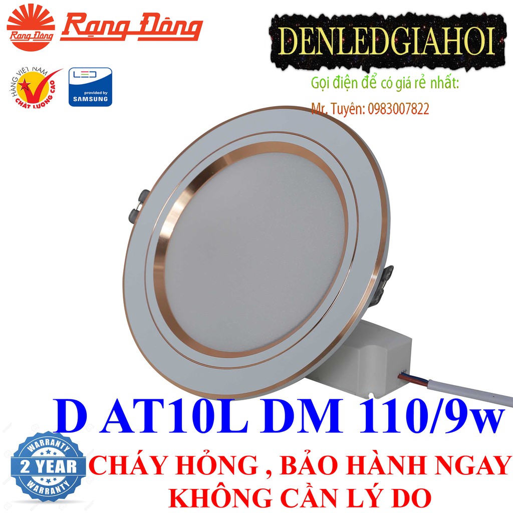 Đèn led âm trần 9W Rạng Đông đổi 3 màu và không đổi màu, mã D AT10L 110/9w