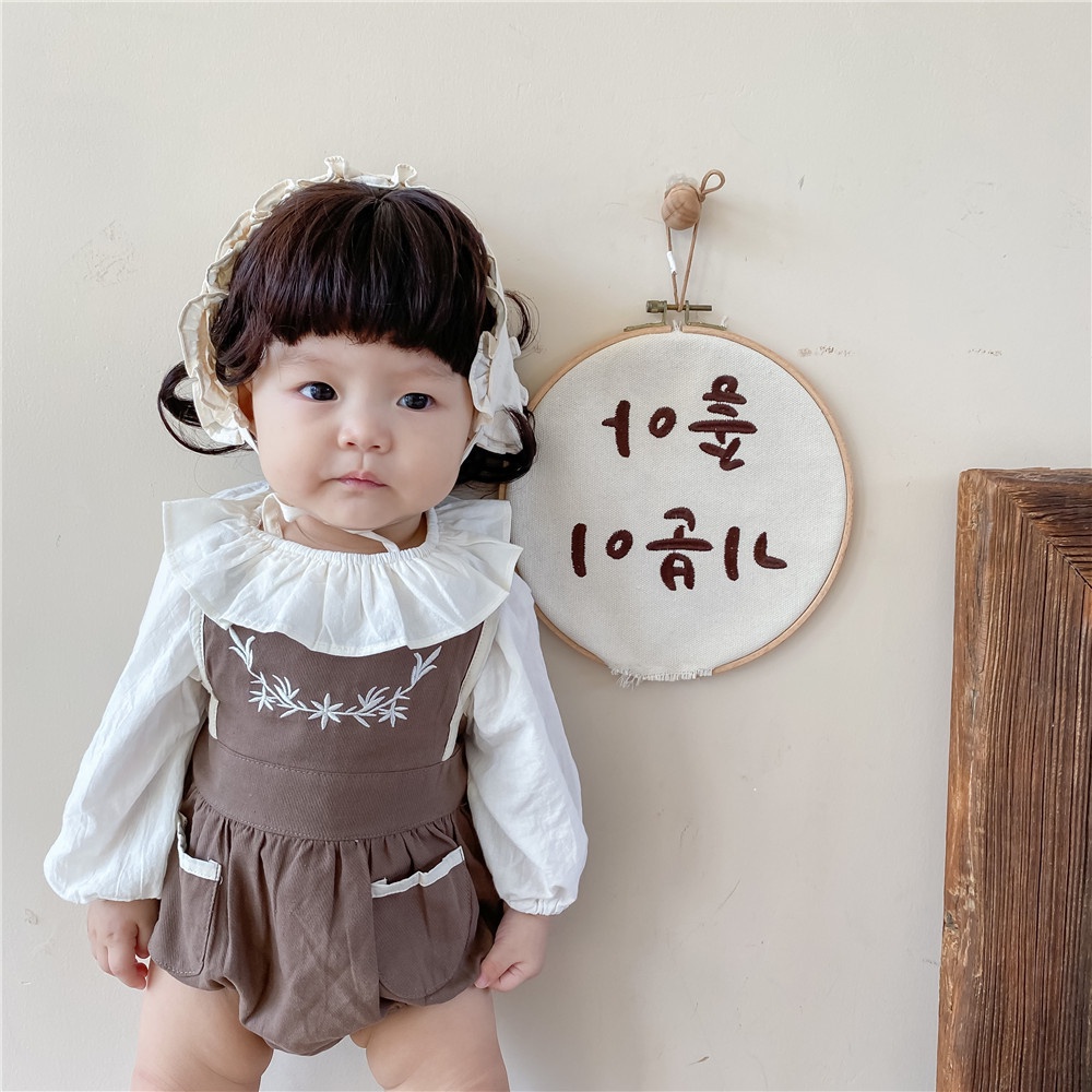 Áo liền quần thêu họa tiết màu sắc thời trang phong cách mùa thu cho bé trai và gái