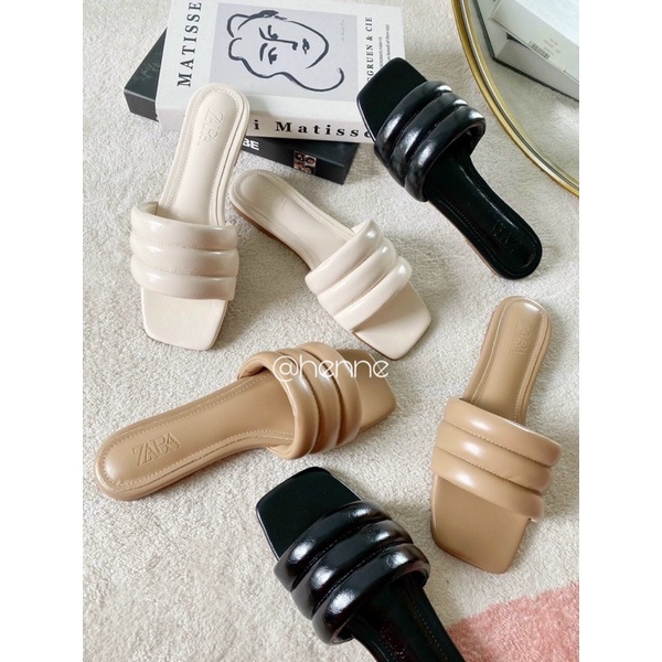 HENNE - Dép lê quai ngang bản phồng hàng đẹp