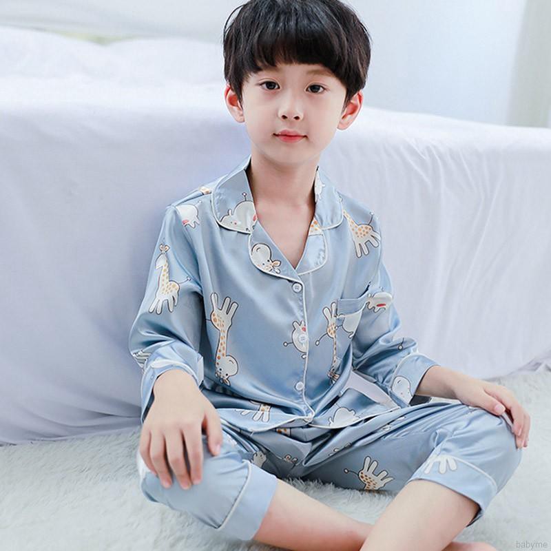 Bộ đồ ngủ pijama dài tay in họa tiết động vật dễ thương cho bé