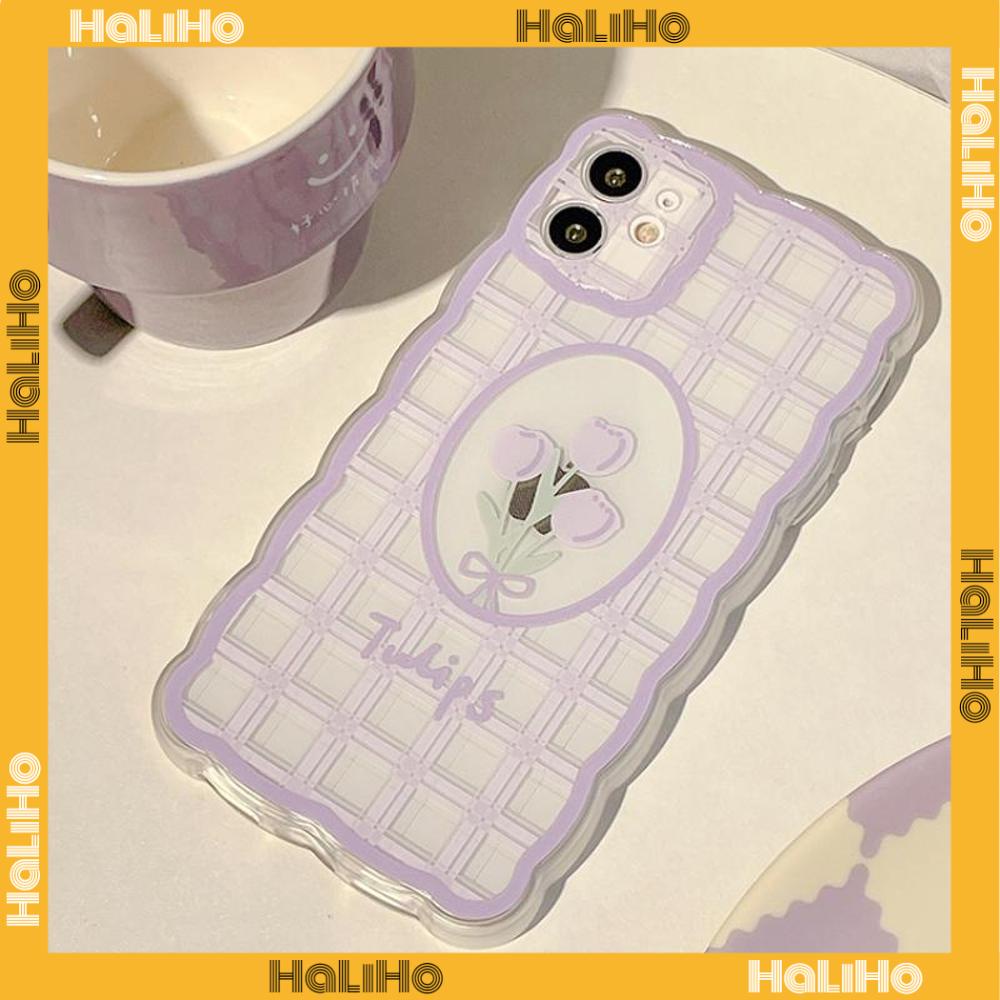 iPhone Case Silicone Soft Case Clear Case Wave Shockproof Camera Cover Protection Purple Tulip Flower Compatible For iPhone 13 Pro Max iPhone 12 Pro Max iPhone 11 iPhone 7 Plus iPhone xr