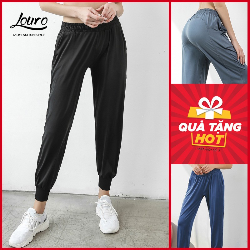 Quần Jogger tập Gym, Yoga Louro QF40⚡ẢNH THẬT⚡kiểu quần tập Gym nữ phom rộng, chất liệu co giãn 4 chiều, thoáng mát