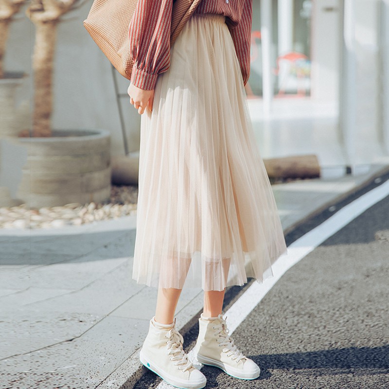 chân váy dài ulzzang order chân váy xếp li dài xòe dáng hàn quốc KÈM ẢNH THẬT