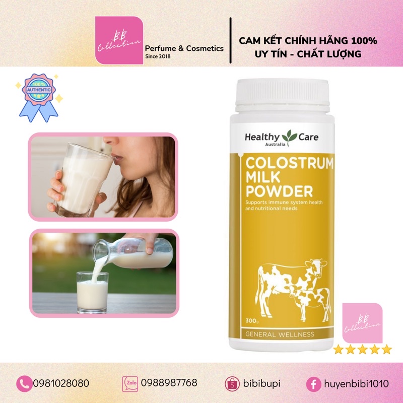 Sữa non Colostrum Milk Powder Healthy Care, dạng bột, 300g - Úc