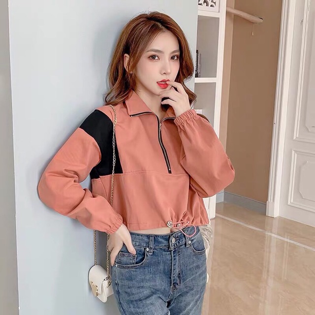 FREESHIP 50K - Áo Khoác Dù Unisex Dây Rút Croptop