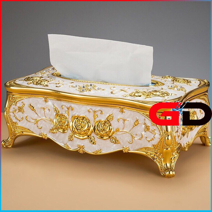 (giá tốt)hộp đựng giấy ăn mạ vàng phong cách châu âu