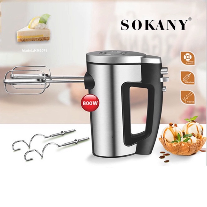 Máy đánh trứng cầm tay, trộn bột làm bánh đa năng công suất lớn 800W SOKANY