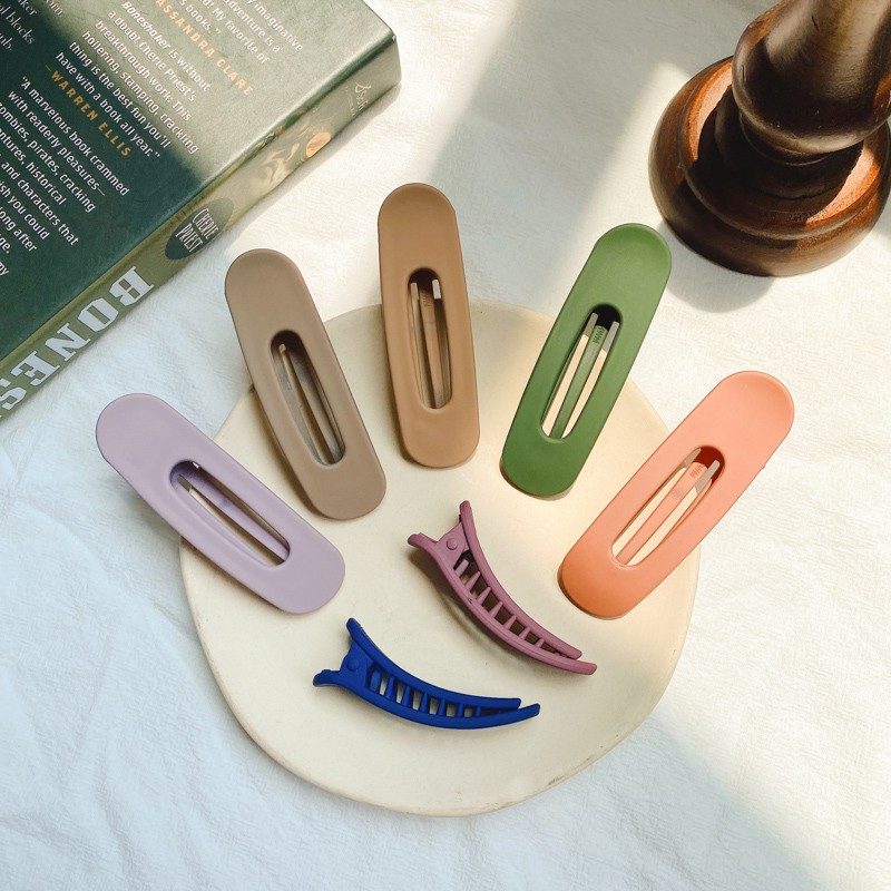 Kẹp tóc màu trơn kiểu dáng đơn giản phong cách Hàn Quốc cho nữ