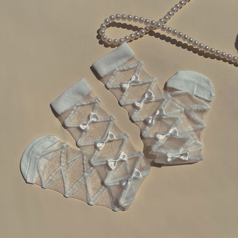 Tất nơ lolita lưới xinh xắn cho bé