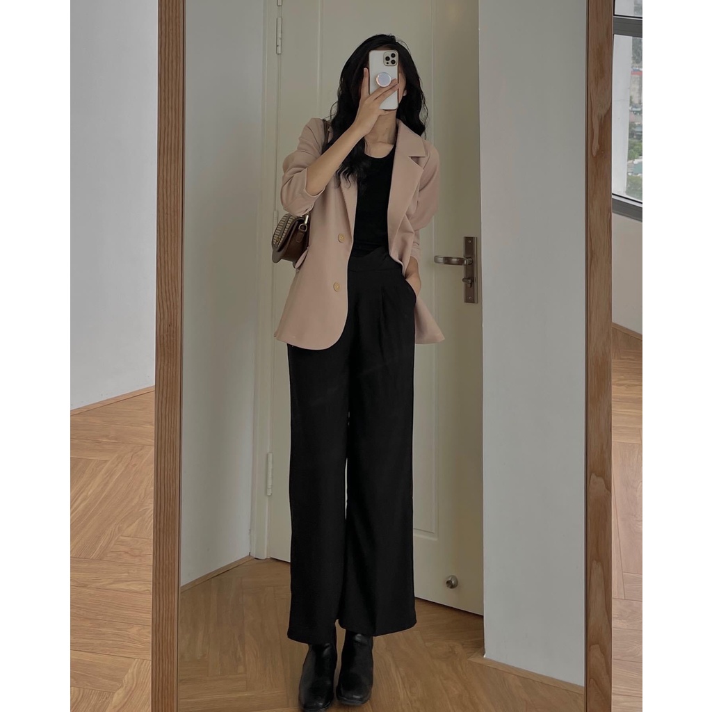Áo Blazer Nữ Dài Dáng Vest Cao Cấp Form Suông Hàn Quốc NinaStore