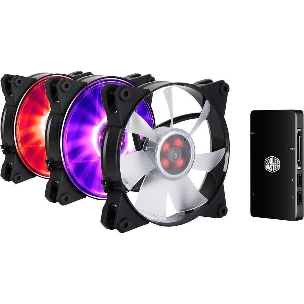 Cooler Master MasterFan Pro 120 mm Air Flow RGB Fan, 3 in 1 with RGB LED Controller. MFY-F2DC-113PC-R1.