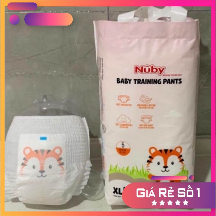 Bỉm quần Nuby cao cấp, đủ size M/L/XL/XXL, 50/100 miếng, có vạch báo thời gian thay tã siêu tiện lợi