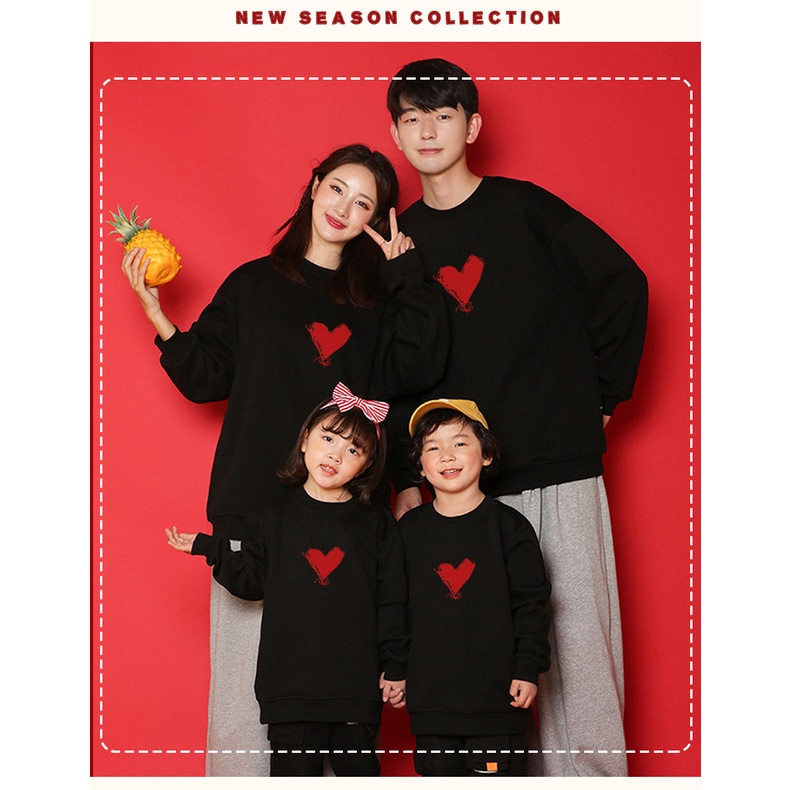 Áo Sweater Gia Đình Familylove - Mẫu Áo Sweater Gia Đình Họa Tiết Trái Tim Xinh Xắn Chất Nỉ Da Cá Cotton 100%