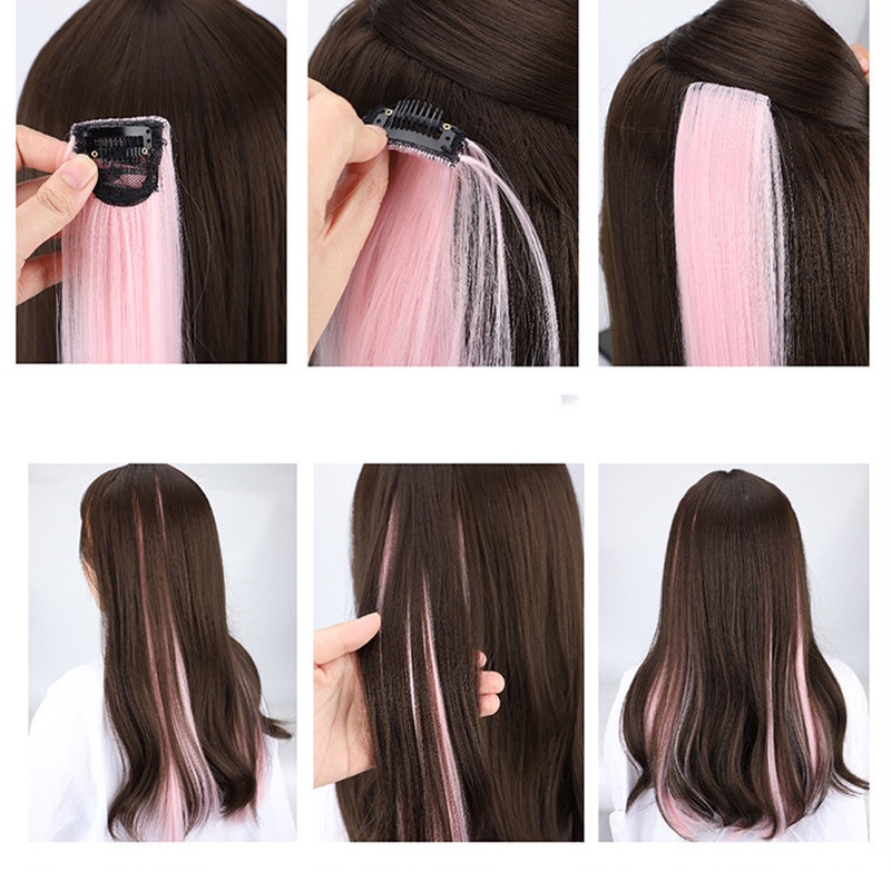 Bộ Tóc Giả Thẳng Dài 50CM 10 Màu Làm Từ Sợi Tổng Hợp Tiện Dụng