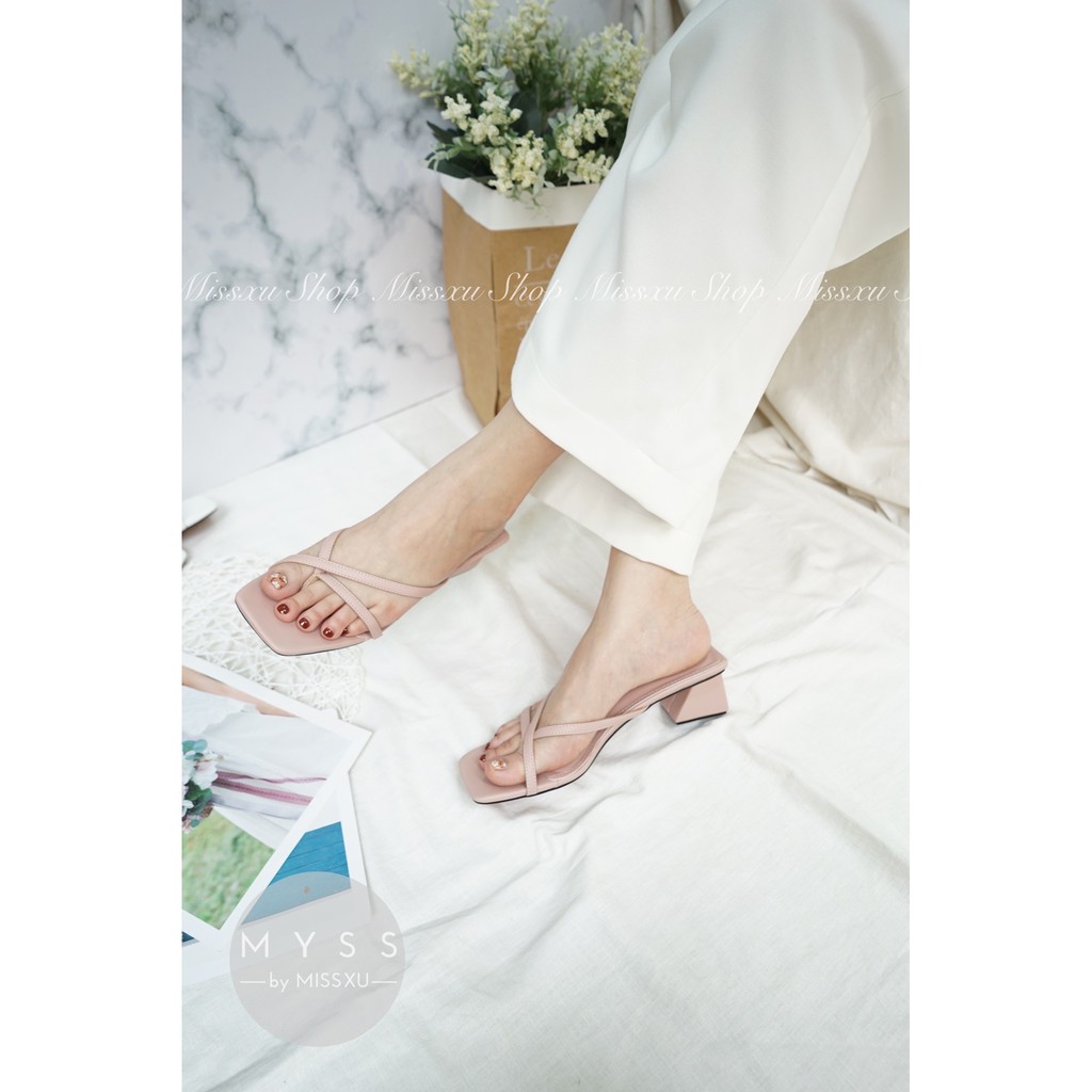 Giày guốc nữ xỏ ngón gót vuông 3cm thời trang MYSS - SU64