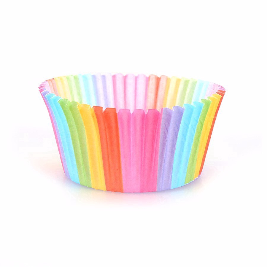 Set 100 Cốc Giấy Màu Cầu Vồng Làm Bánh Cupcake