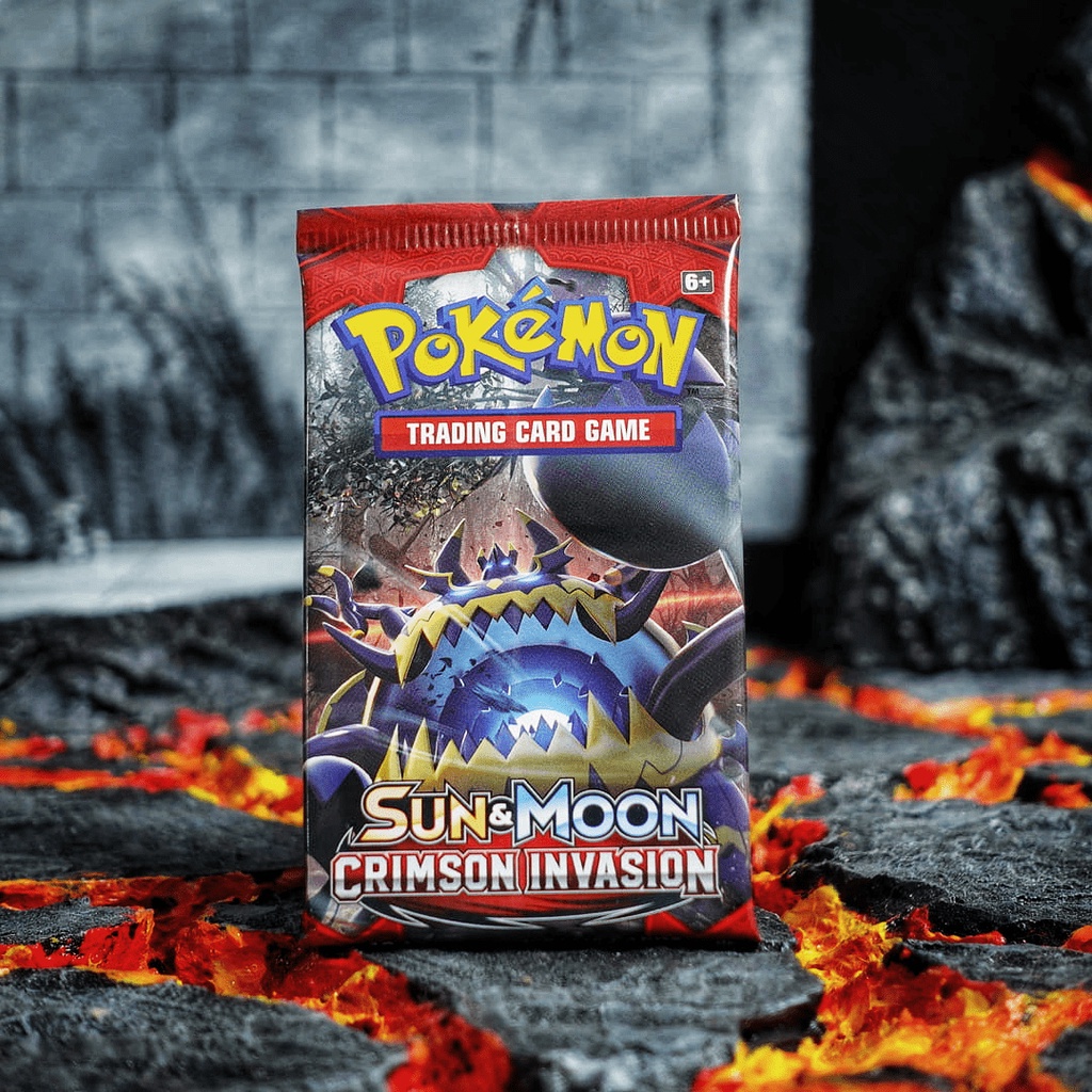 Một gói thẻ bài và bọc thẻ bài Pokemon TCG Sun and Moon Crimson Invasion Booster Pack CHÍNH HÃNG MỸ POKTCGUSBP5
