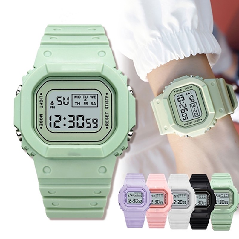 Illunt Đồng Hồ Đeo Tay Điện Tử Mặt Vuông Nhỏ Màu Tươi Mới Chống Thấm Nước Unisex Cho Học Sinh Nam Và Nữ