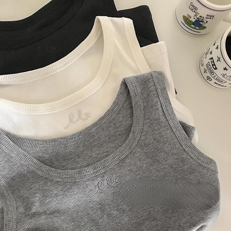 Áo Thun Lửng Không Tay Dáng Rộng Thêu Hoa Thời Trang Mùa Hè 2022