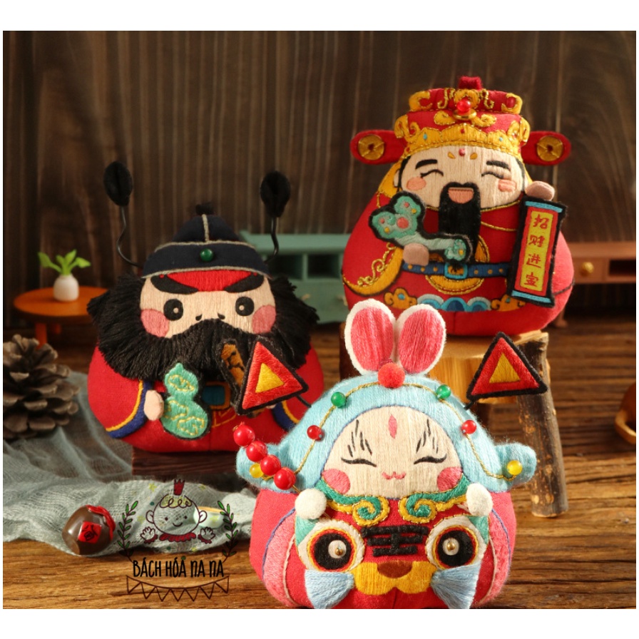 DIY / BỘ KIT TỰ THÊU TÚI THƠM Trâu Đại Ca - Thần Tài Lộc - Thần Mèo May Mắn - Handmade Nana Shop