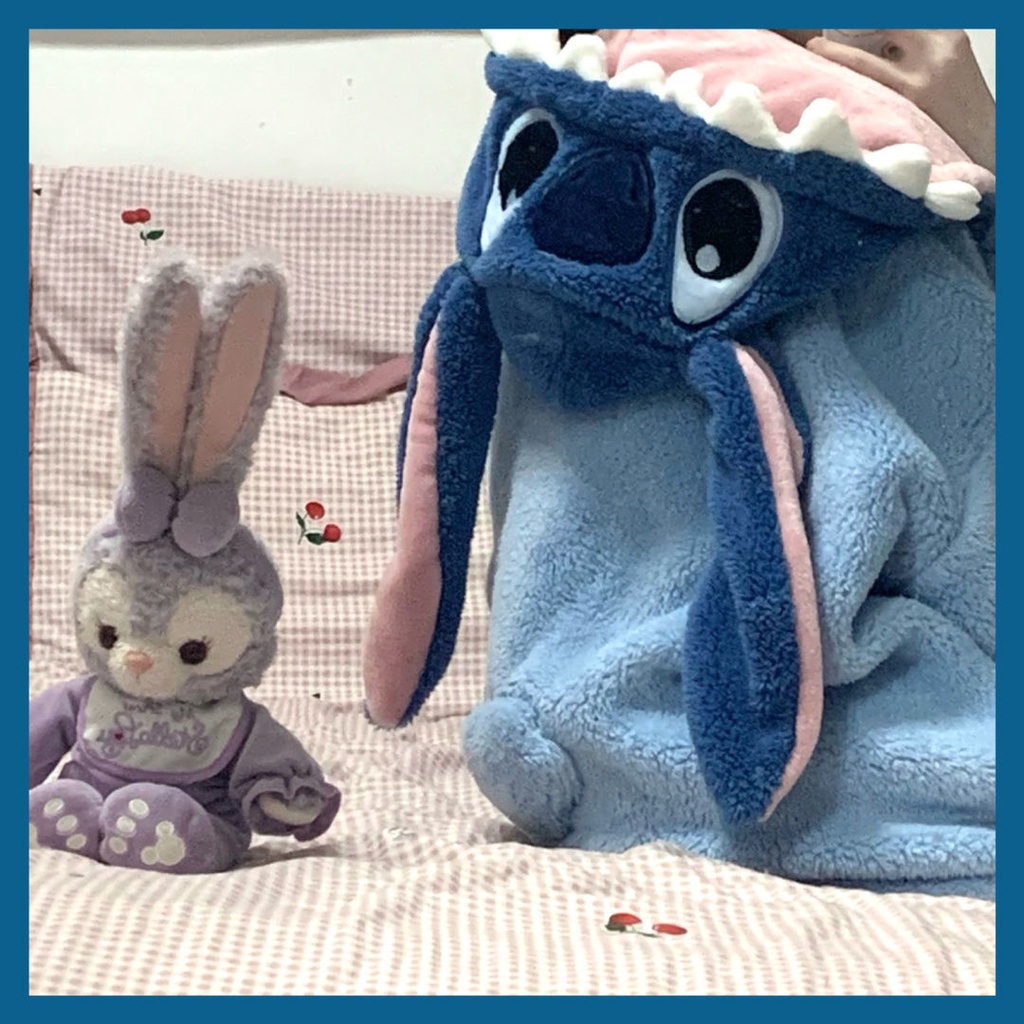 ❤️❤️ Bộ Đồ Ngủ Lông Cừu San Hô Dày Dáng Dài In Hoạt Hình Stitch Dễ Thương Thời Trang Mùa Đông Cho Nam Và Nữ