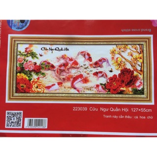 Tranh thêu chữ thập Cửu Ngư Quần Hội 223039 (127x55) chưa thêu