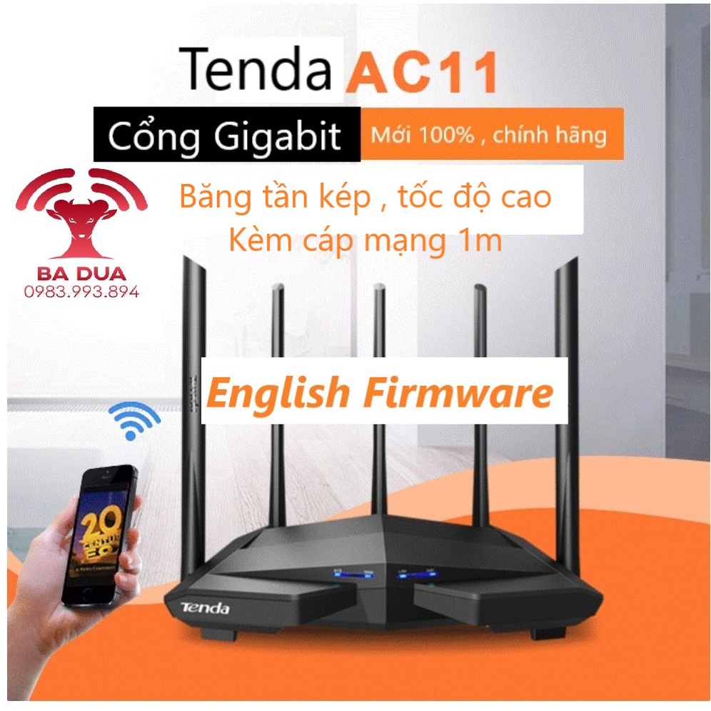 Bộ Phát Wifi Router Wifi Gigabit Tenda AC11 AC1200