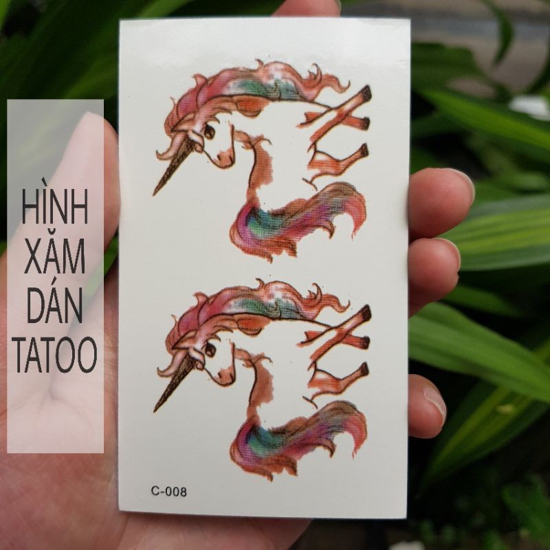 Hình xăm thần mã c08. Xăm dán tatoo mini tạm thời, size &lt;10x6cm