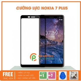 Kính cường lực Nokia 7 Plus tràn viền 3D độ cứng 9H ( tặng miếng lấy bụi, khăn lau, keo viền )