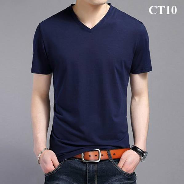 [Hot Sale] Áo thun nam cổ tim tay ngắn dáng body chất 100% cotton đẹp nhiều màu thời trang ⚡ *