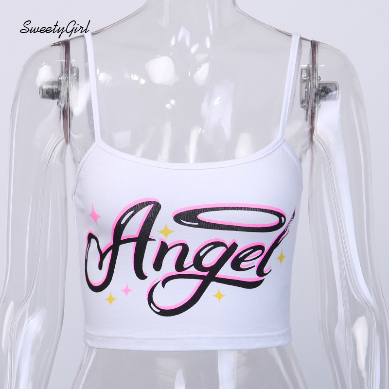 Áo Lửng Hai Dây In Chữ Thời Trang Dành Cho Nữ