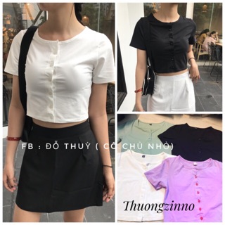 Áo croptop cúc nhiều màu - áo nữ cộc tay cúc mở