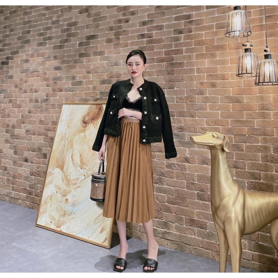 Chân váy xếp ly TEMA - Chân váy xếp ly dài midi chất siêu đẹp siêu rẻ | BigBuy360 - bigbuy360.vn