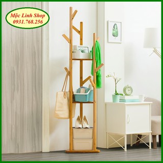 Cây treo quần áo 3 tầng gỗ tre cao cấp